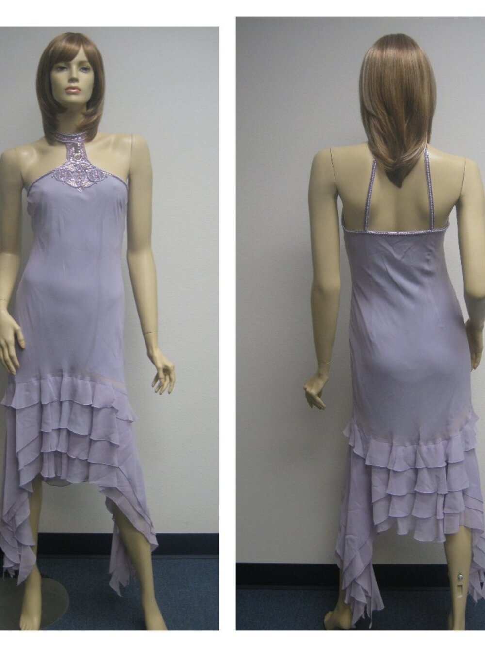Sue Wong Nocturne Dress Y2K Cocktail Sexy #65 Flapper SILK lavender Purple Lilac